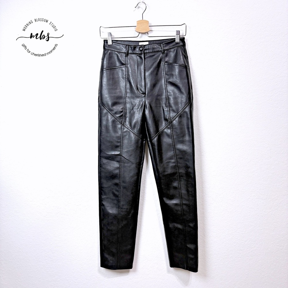 Wilfred Free High Waisted Faux Leather Pants Black Women 4